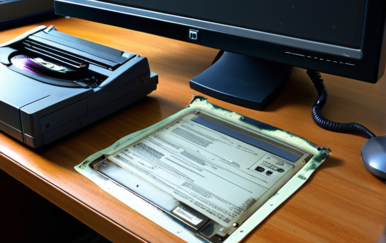 **

A visually decaying digital document, perhaps with corrupted code visible around the edges, sitting on a modern computer desk. The desk also has an outdated floppy disk and a CD-ROM, contrasting old and new technology. The overall tone is slightly ominous, hinting at the unseen dangers of digital obsolescence.

**