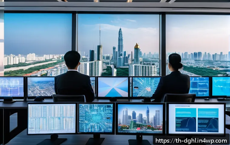 디지털 일몰 프로토콜과 개인 정보 보호 - A modern Thai office environment showcasing cybersecurity in action: diverse Thai professionals work...