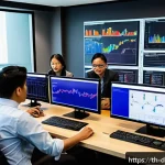 Home 19 디지털 일몰 프로토콜의 결정적 요소 - A modern IT team in a sleek Bangkok office environment, collaboratively planning a Digital Sunset Pr...